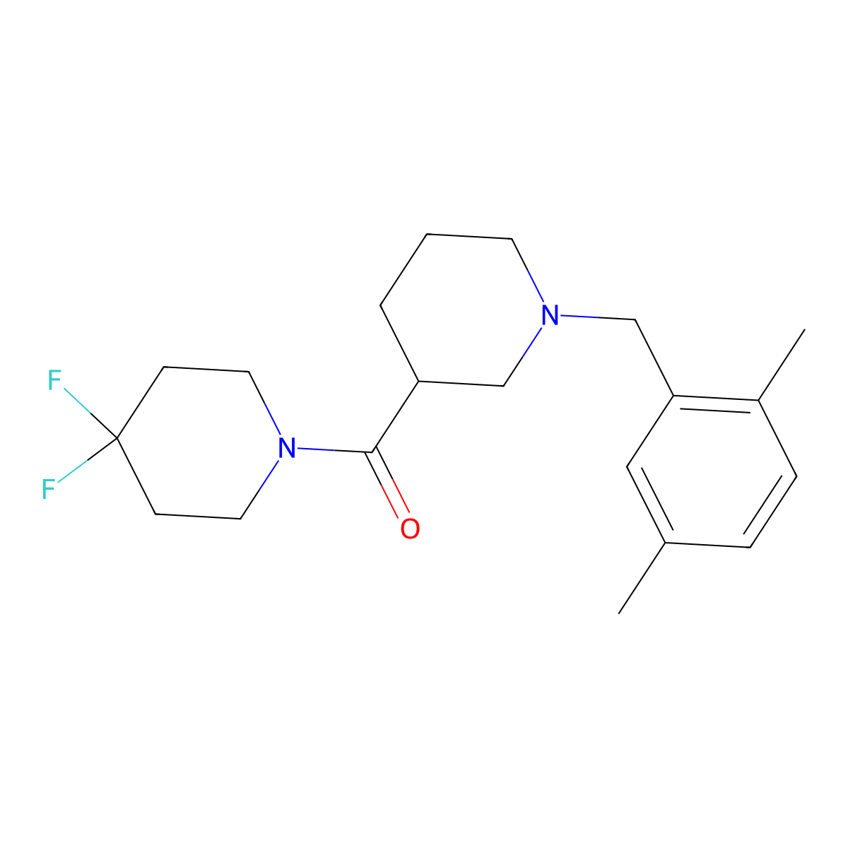 1-{1-[(2,5-Dimethylphenyl)methyl]piperidine-3-carbonyl}-4,4-difluoropiperidine molecular structure, CAS 2770591-55-2