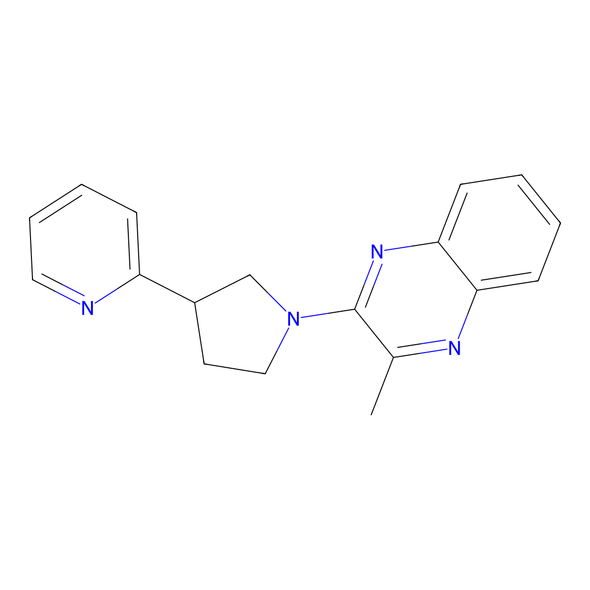 2-Methyl-3-[3-(pyridin-2-yl)pyrrolidin-1-yl]quinoxaline molecular structure, CAS 2770591-60-9
