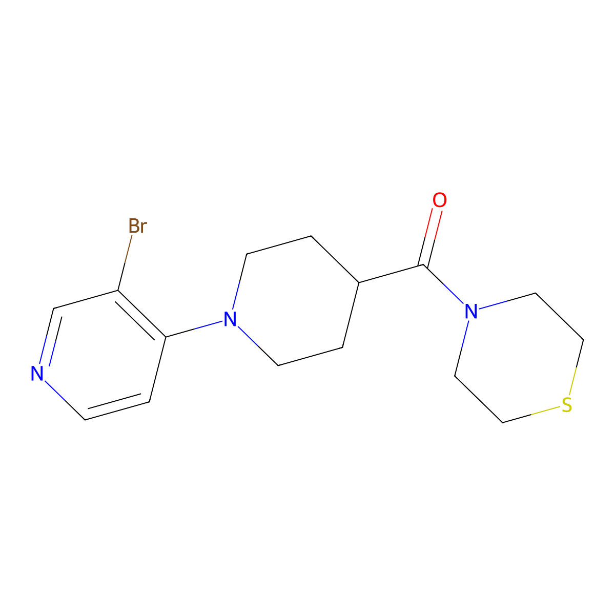 4-[1-(3-Bromopyridin-4-yl)piperidine-4-carbonyl]thiomorpholine molecular structure, CAS 2770591-64-3