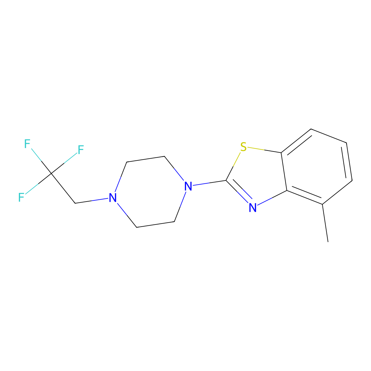 4-Methyl-2-[4-(2,2,2-trifluoroethyl)piperazin-1-yl]-1,3-benzothiazole molecular structure, CAS 2770591-73-4