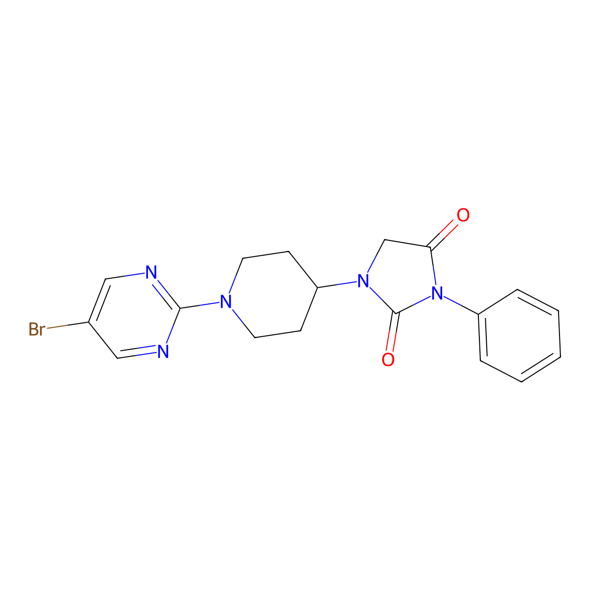 1-[1-(5-Bromopyrimidin-2-yl)piperidin-4-yl]-3-phenylimidazolidine-2,4-dione molecular structure, CAS 2770591-75-6