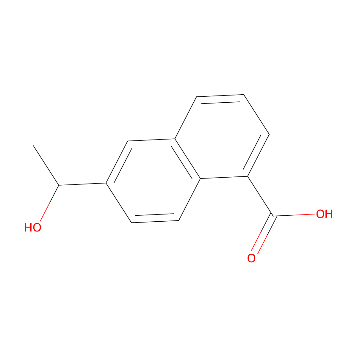 6-(1-Hydroxyethyl)naphthalene-1-carboxylic acid molecular structure, CAS 2770591-83-6