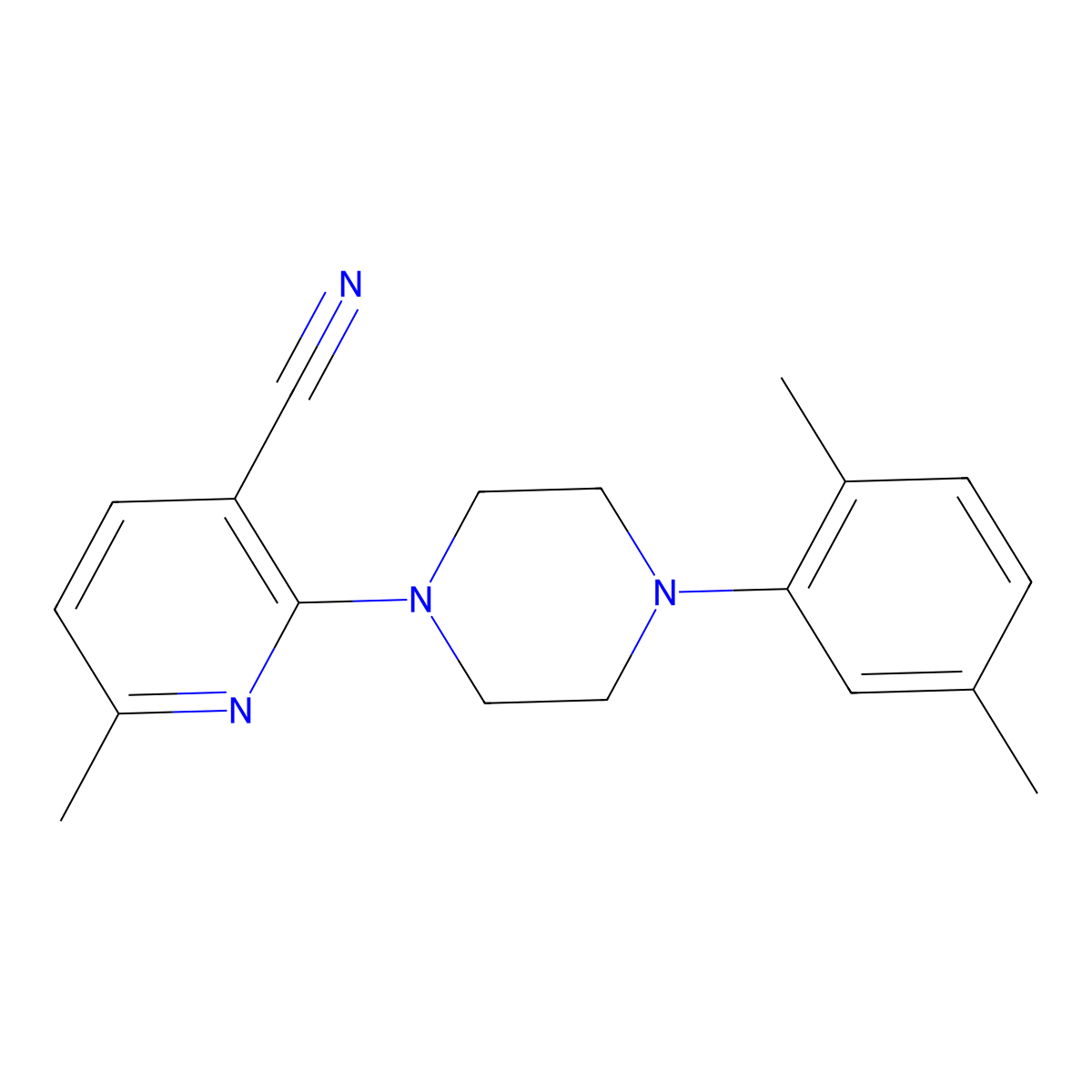 2-[4-(2,5-Dimethylphenyl)piperazin-1-yl]-6-methylpyridine-3-carbonitrile molecular structure, CAS 2770591-93-8