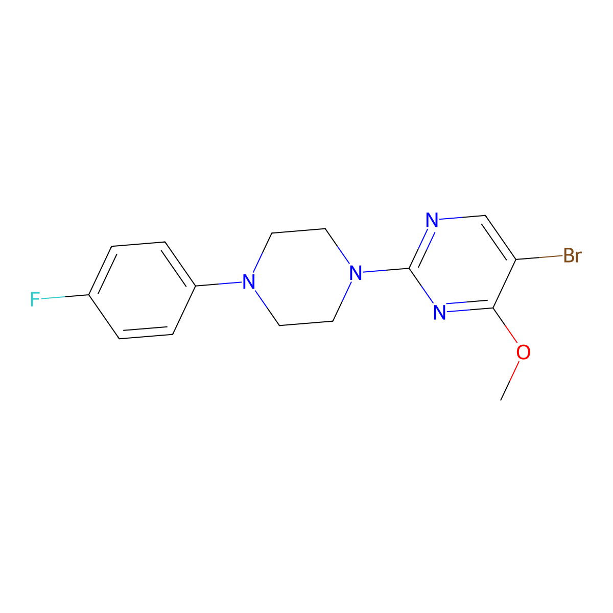 5-Bromo-2-[4-(4-fluorophenyl)piperazin-1-yl]-4-methoxypyrimidine molecular structure, CAS 2770591-94-9
