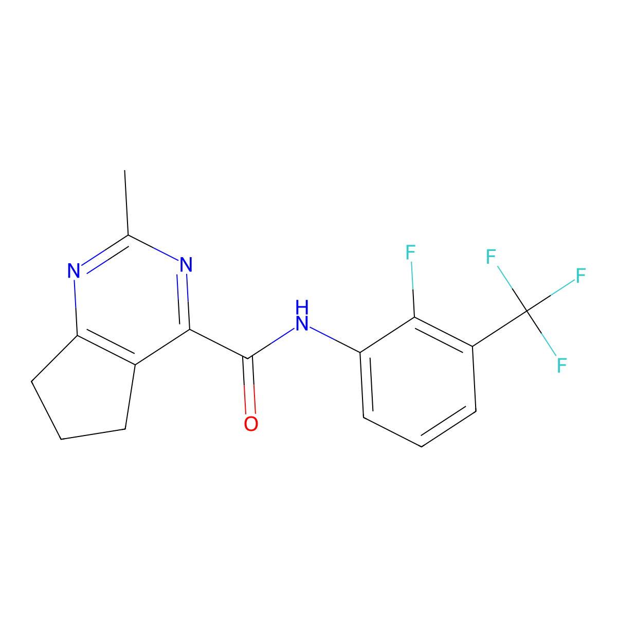 N-[2-fluoro-3-(trifluoromethyl)phenyl]-2-methyl-5H,6H,7H-cyclopenta[d]pyrimidine-4-carboxamide molecular structure, CAS 2770591-99-4