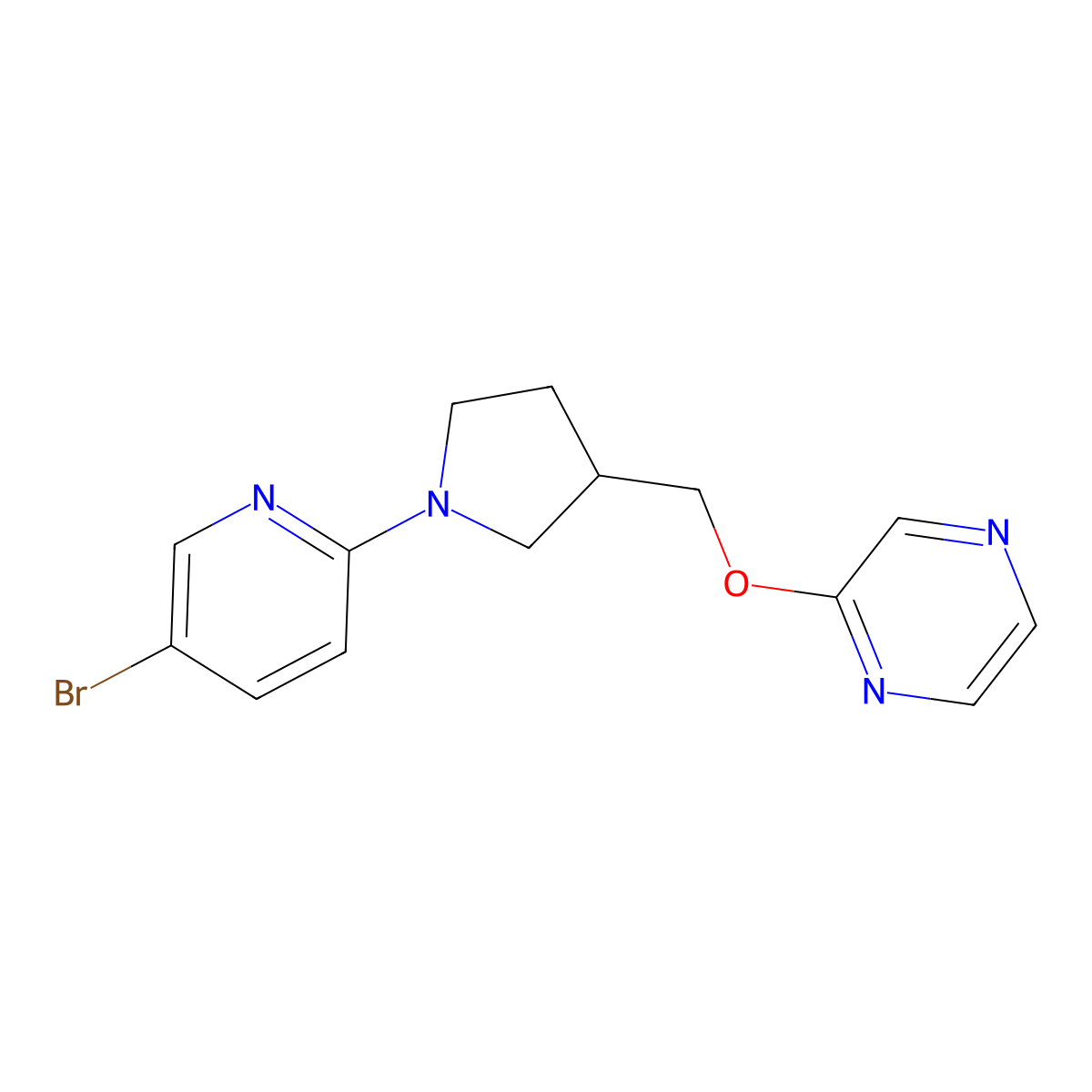 2-{[1-(5-Bromopyridin-2-yl)pyrrolidin-3-yl]methoxy}pyrazine molecular structure, CAS 2770592-01-1