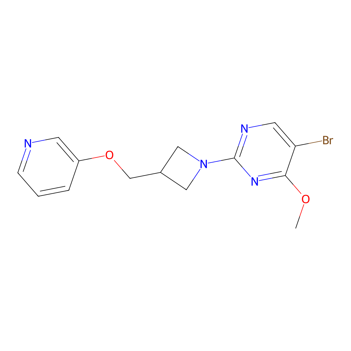5-Bromo-4-methoxy-2-{3-[(pyridin-3-yloxy)methyl]azetidin-1-yl}pyrimidine molecular structure, CAS 2770592-03-3
