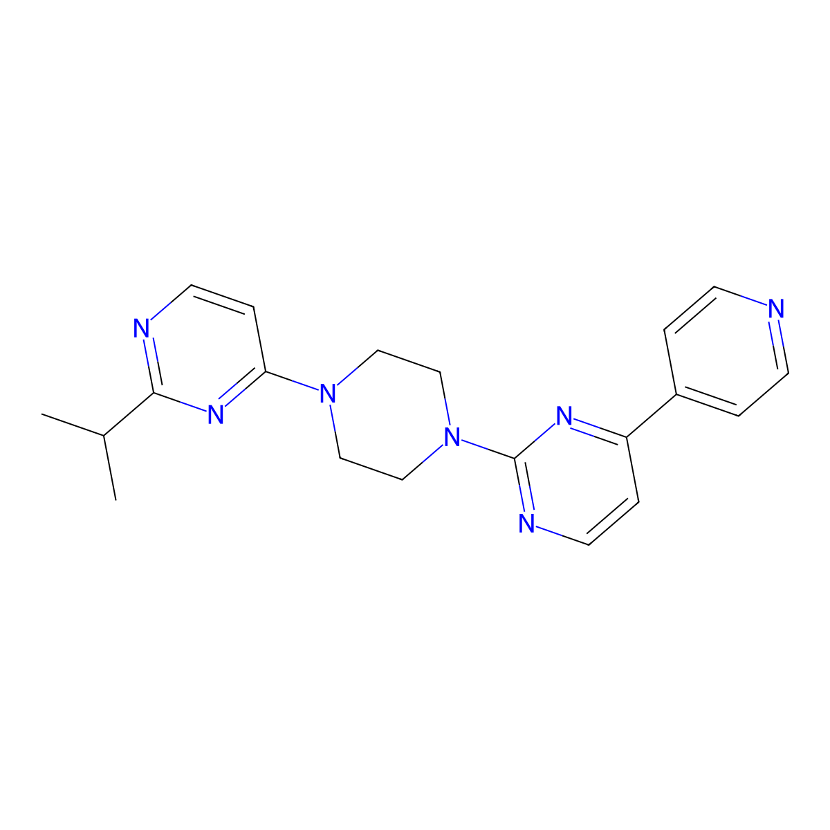 2-{4-[2-(Propan-2-yl)pyrimidin-4-yl]piperazin-1-yl}-4-(pyridin-4-yl)pyrimidine molecular structure, CAS 2770592-10-2