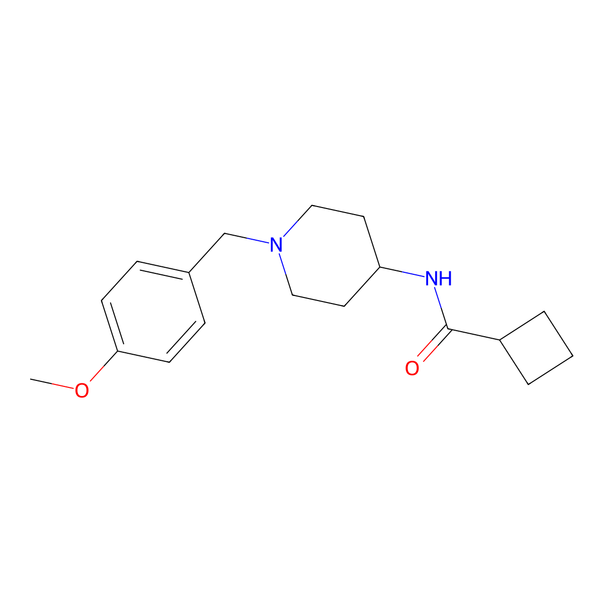 N-{1-[(4-methoxyphenyl)methyl]piperidin-4-yl}cyclobutanecarboxamide molecular structure, CAS 2770592-17-9