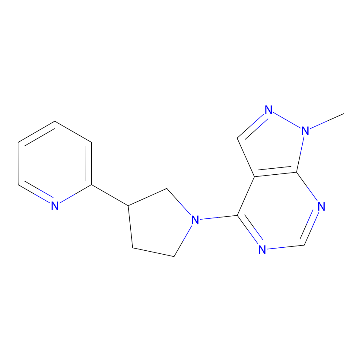 2-(1-{1-methyl-1H-pyrazolo[3,4-d]pyrimidin-4-yl}pyrrolidin-3-yl)pyridine molecular structure, CAS 2770592-19-1