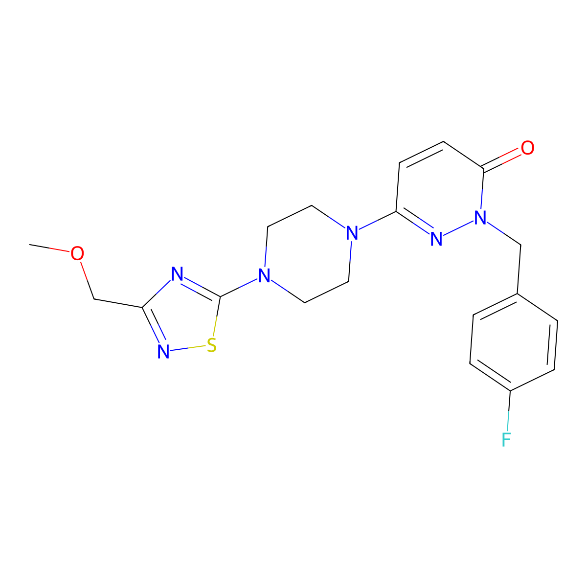 2-[(4-Fluorophenyl)methyl]-6-{4-[3-(methoxymethyl)-1,2,4-thiadiazol-5-yl]piperazin-1-yl}-2,3-dihydropyridazin-3-one molecular structure, CAS 2770592-27-1