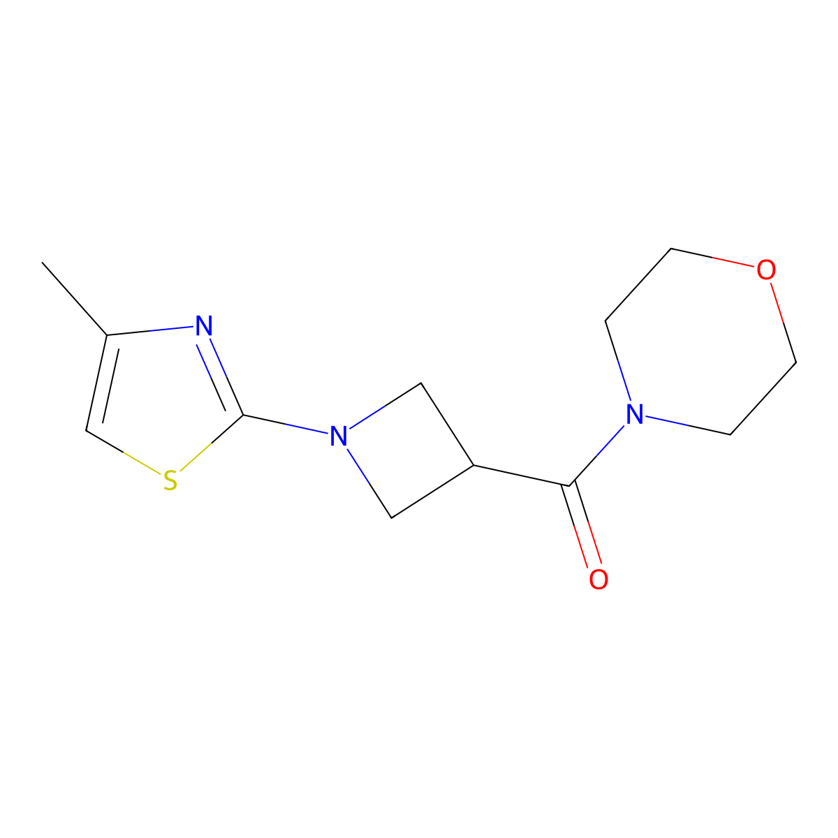 4-[1-(4-Methyl-1,3-thiazol-2-yl)azetidine-3-carbonyl]morpholine molecular structure, CAS 2770592-28-2