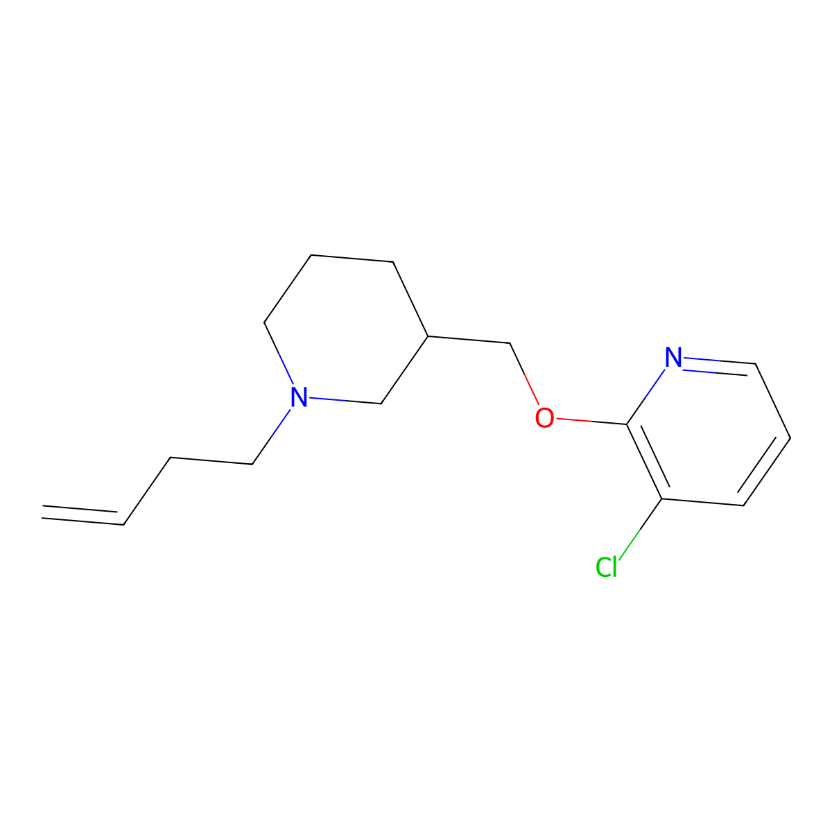 2-{[1-(But-3-en-1-yl)piperidin-3-yl]methoxy}-3-chloropyridine molecular structure, CAS 2770592-31-7