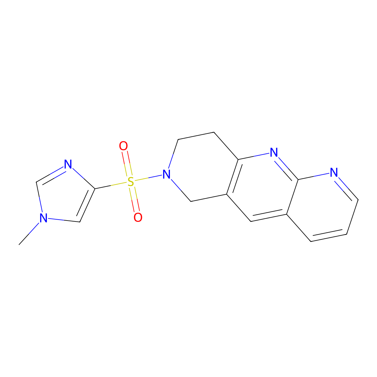 1-methyl-4-{6H,7H,8H,9H-pyrido[2,3-b]1,6-naphthyridine-7-sulfonyl}-1H-imidazole molecular structure, CAS 2770592-35-1