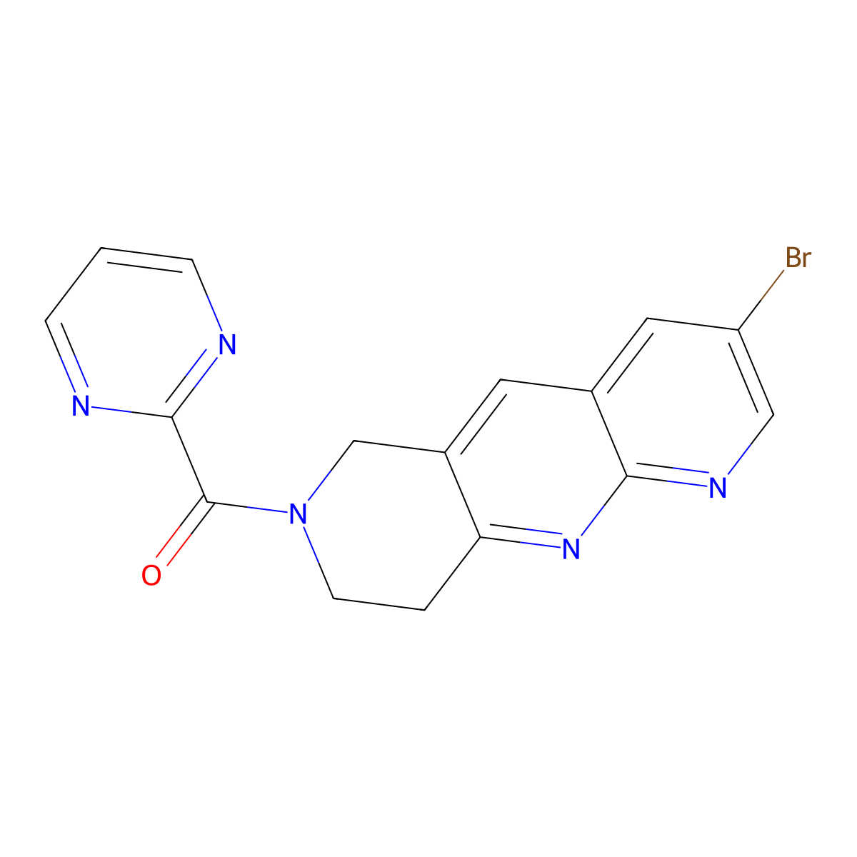 2-{3-bromo-6H,7H,8H,9H-pyrido[2,3-b]1,6-naphthyridine-7-carbonyl}pyrimidine molecular structure, CAS 2770592-36-2