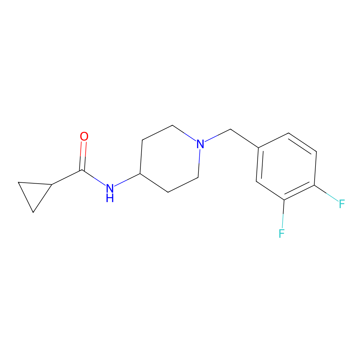 N-{1-[(3,4-difluorophenyl)methyl]piperidin-4-yl}cyclopropanecarboxamide molecular structure, CAS 2770592-42-0
