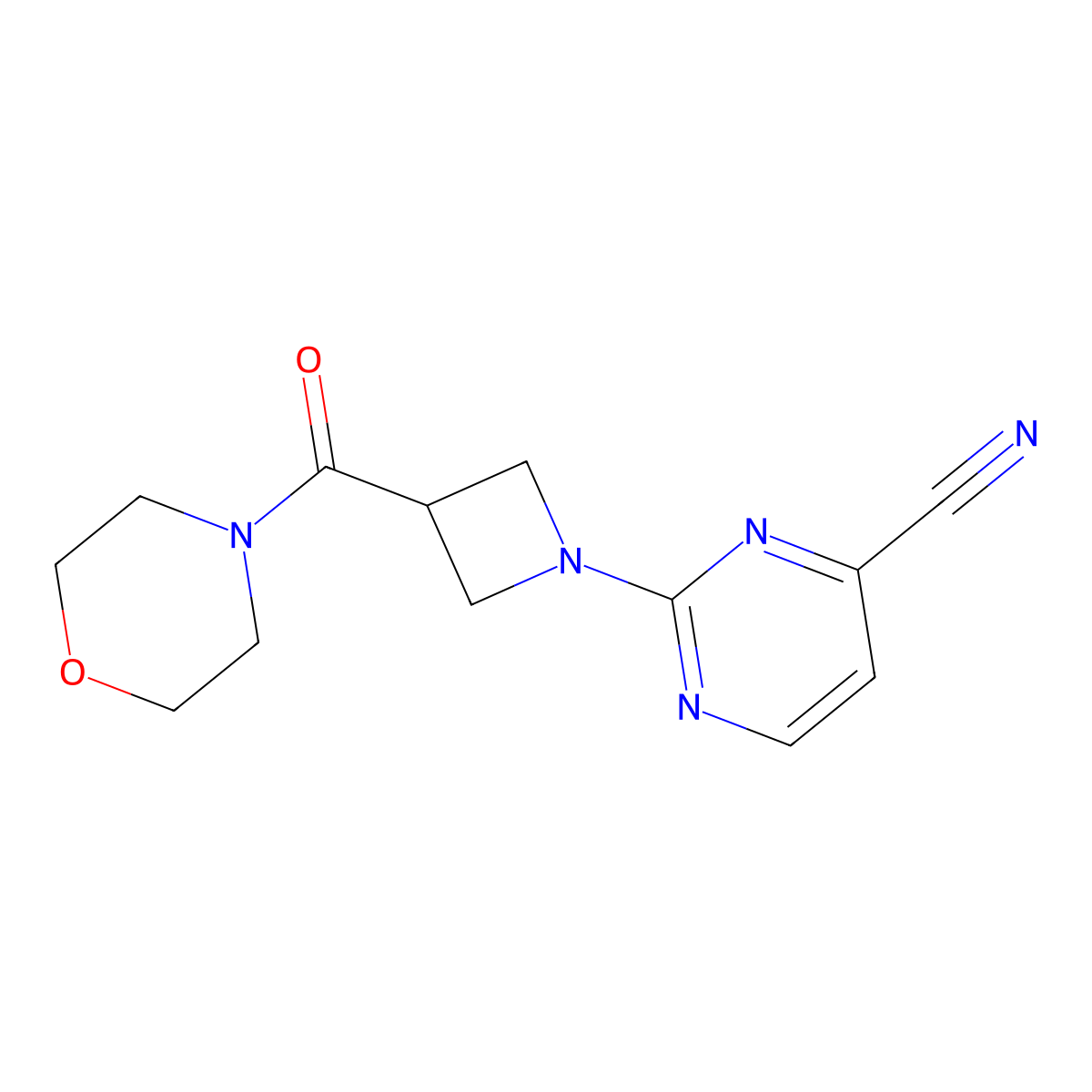 2-[3-(Morpholine-4-carbonyl)azetidin-1-yl]pyrimidine-4-carbonitrile molecular structure, CAS 2770592-43-1