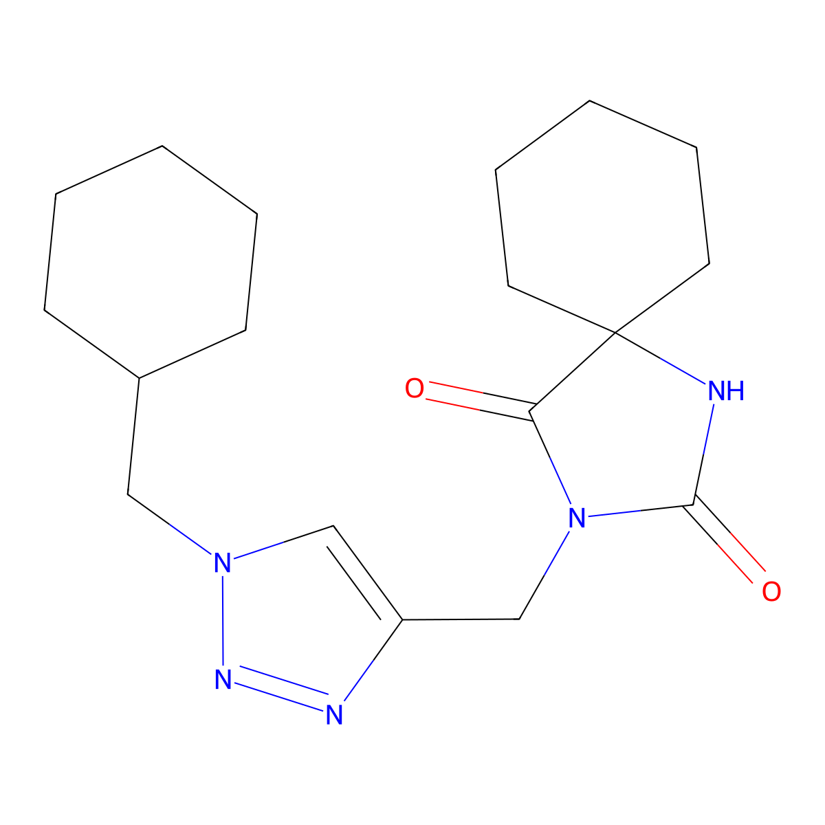 3-{[1-(cyclohexylmethyl)-1H-1,2,3-triazol-4-yl]methyl}-1,3-diazaspiro[4.5]decane-2,4-dione molecular structure, CAS 2770592-46-4