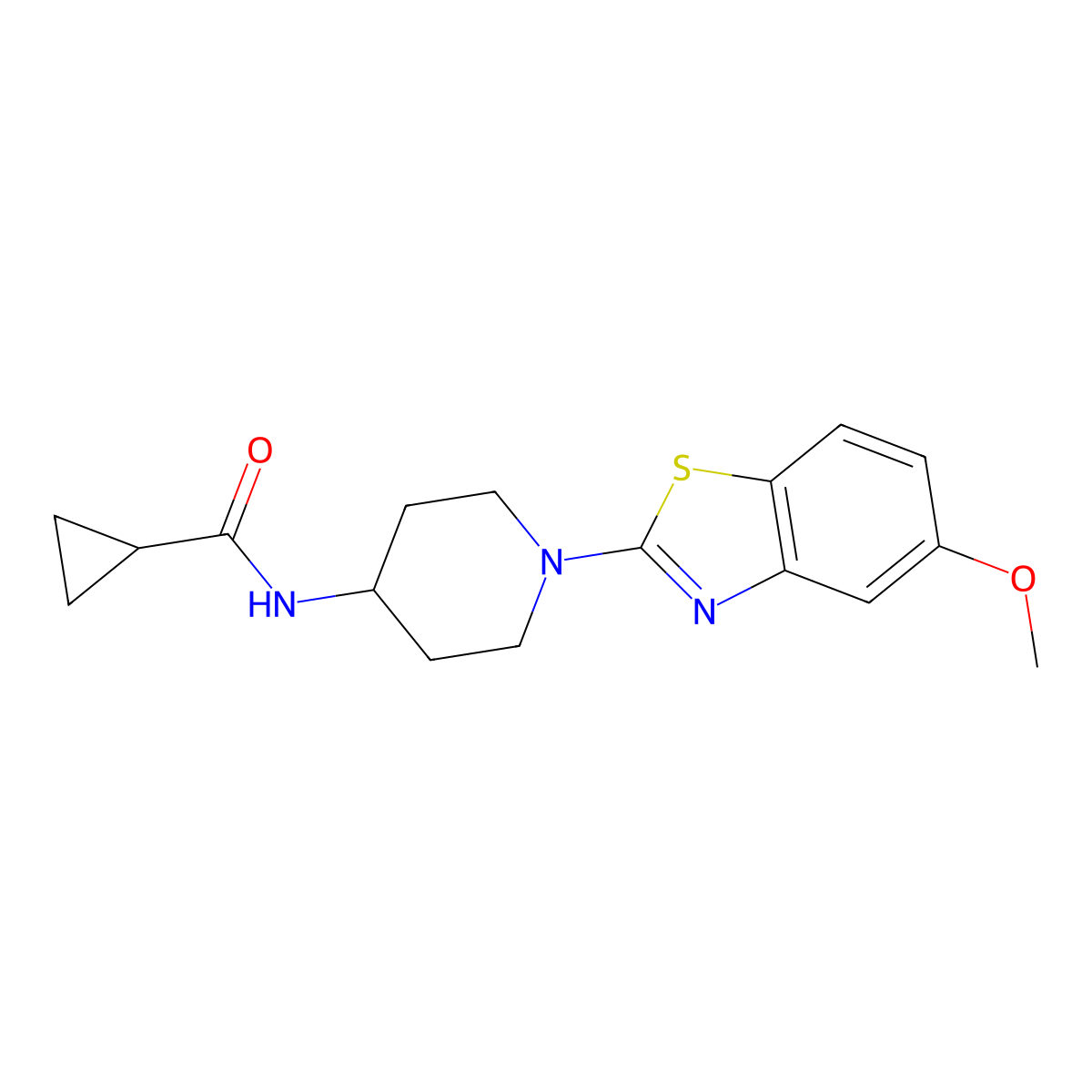 N-[1-(5-methoxy-1,3-benzothiazol-2-yl)piperidin-4-yl]cyclopropanecarboxamide molecular structure, CAS 2770592-47-5