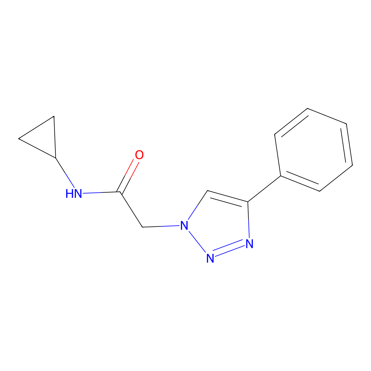 N-cyclopropyl-2-(4-phenyl-1H-1,2,3-triazol-1-yl)acetamide molecular structure, CAS 2770592-52-2