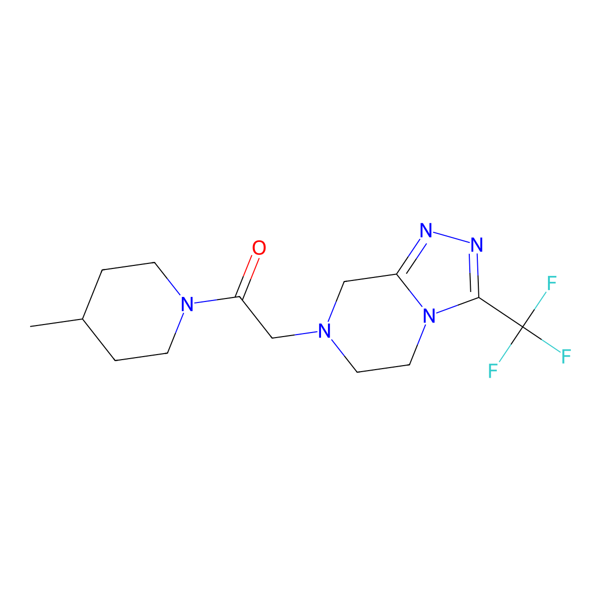1-(4-methylpiperidin-1-yl)-2-[3-(trifluoromethyl)-5H,6H,7H,8H-[1,2,4]triazolo[4,3-a]pyrazin-7-yl]ethan-1-one molecular structure, CAS 2770592-53-3