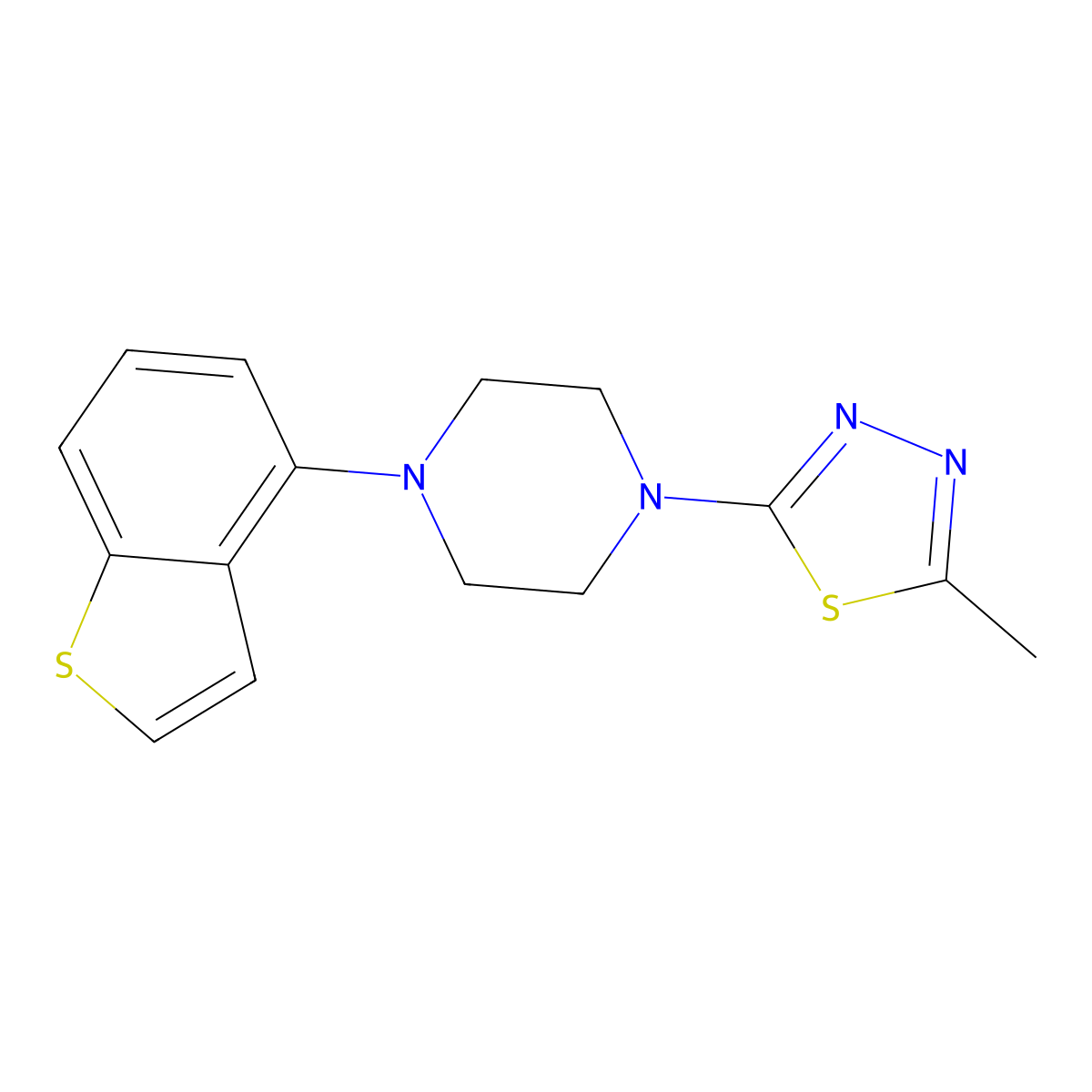 1-(1-Benzothiophen-4-yl)-4-(5-methyl-1,3,4-thiadiazol-2-yl)piperazine molecular structure, CAS 2770592-54-4