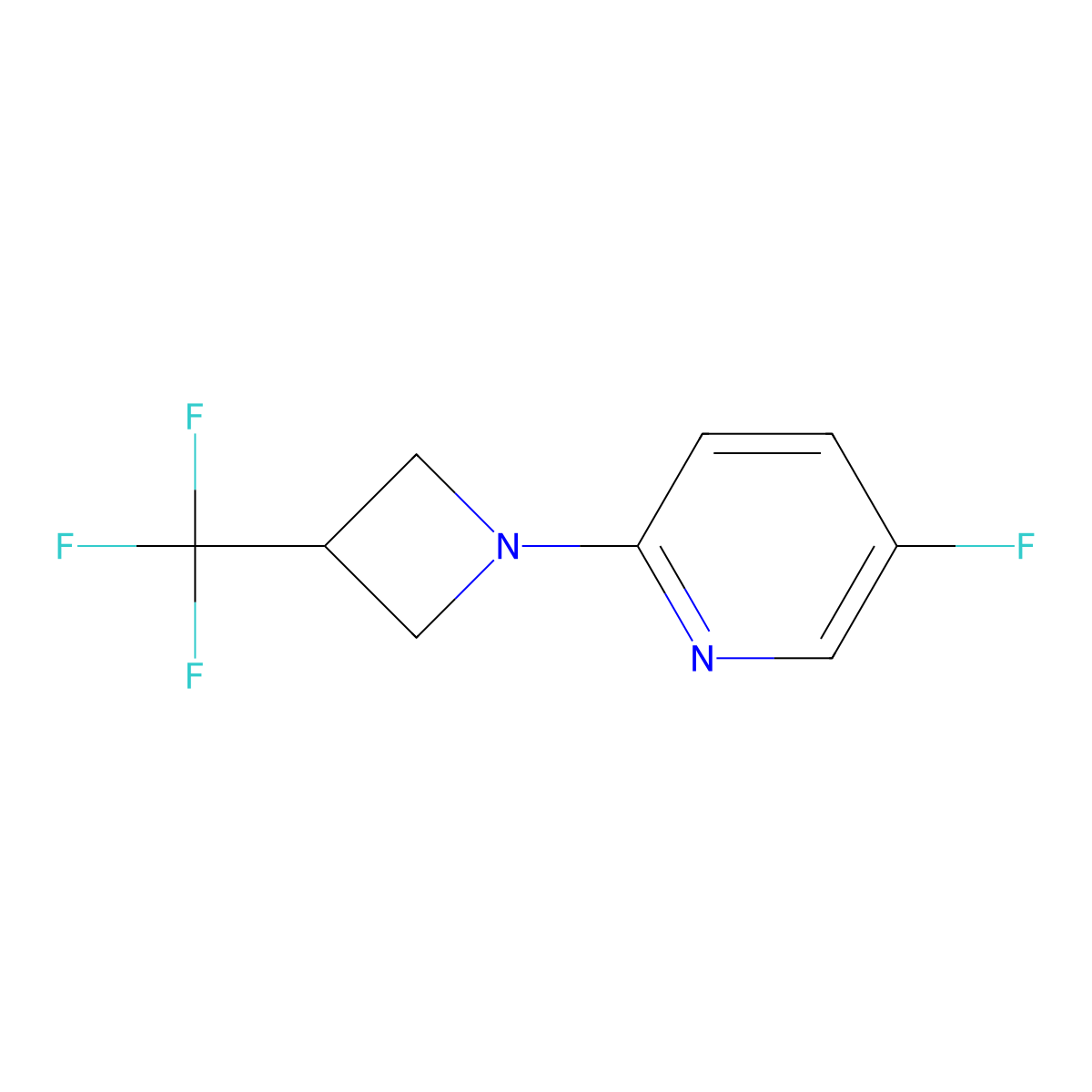 5-Fluoro-2-[3-(trifluoromethyl)azetidin-1-yl]pyridine molecular structure, CAS 2770592-62-4