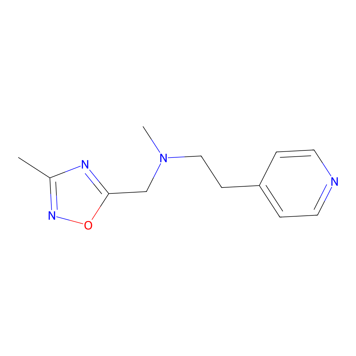 Methyl[(3-methyl-1,2,4-oxadiazol-5-yl)methyl][2-(pyridin-4-yl)ethyl]amine molecular structure, CAS 2770592-69-1
