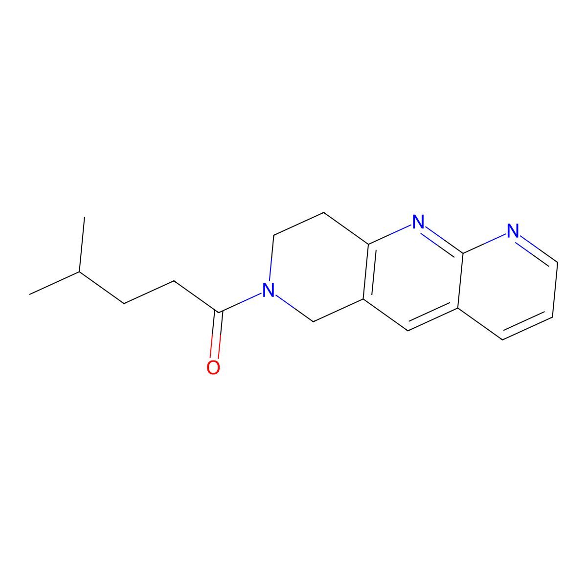 4-methyl-1-{6H,7H,8H,9H-pyrido[2,3-b]1,6-naphthyridin-7-yl}pentan-1-one molecular structure, CAS 2770592-73-7