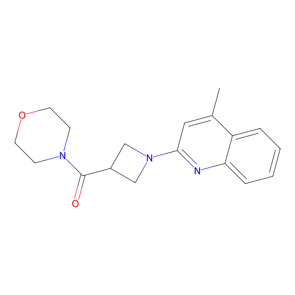 4-Methyl-2-[3-(morpholine-4-carbonyl)azetidin-1-yl]quinoline molecular structure, CAS 2770592-78-2