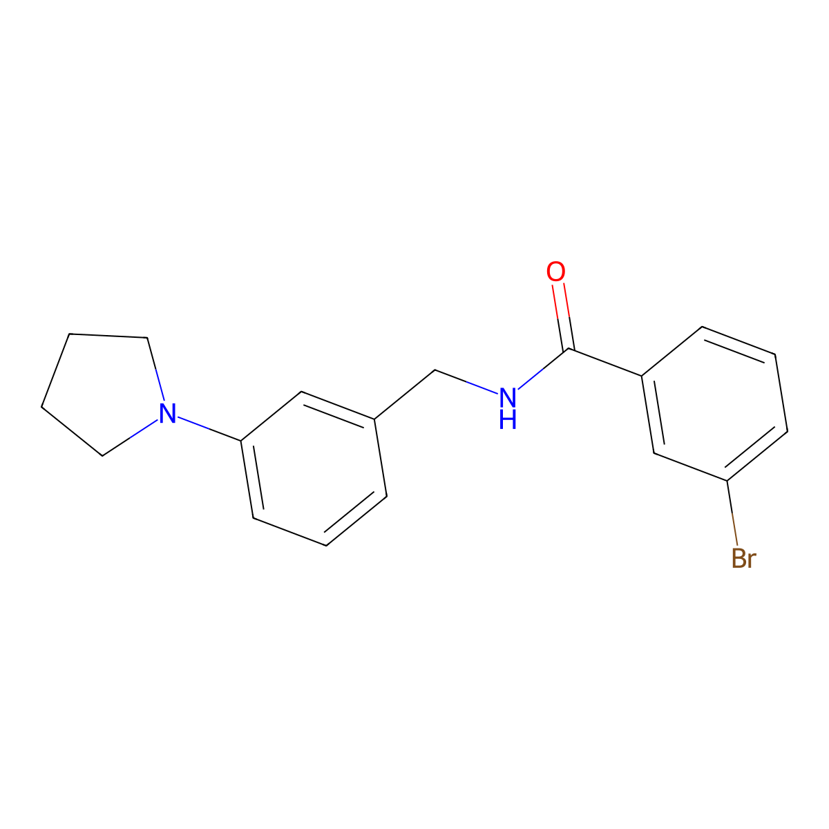 3-bromo-N-[(3-pyrrolidin-1-ylphenyl)mezyl]benzamide molecular structure, CAS 2770592-79-3