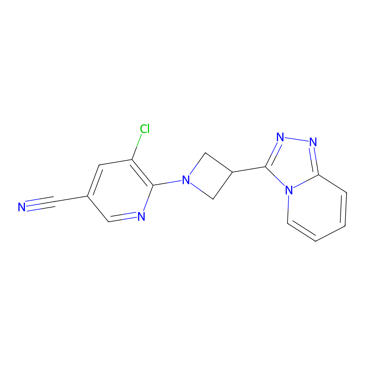 5-Chloro-6-(3-{[1,2,4]triazolo[4,3-a]pyridin-3-yl}azetidin-1-yl)pyridine-3-carbonitrile molecular structure, CAS 2770592-86-2