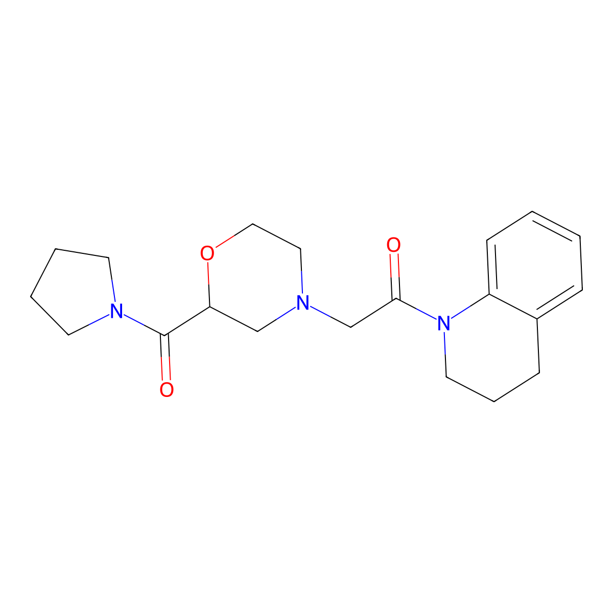 2-[2-(Pyrrolidine-1-carbonyl)morpholin-4-yl]-1-(1,2,3,4-tetrahydroquinolin-1-yl)ethan-1-one molecular structure, CAS 2770592-92-0