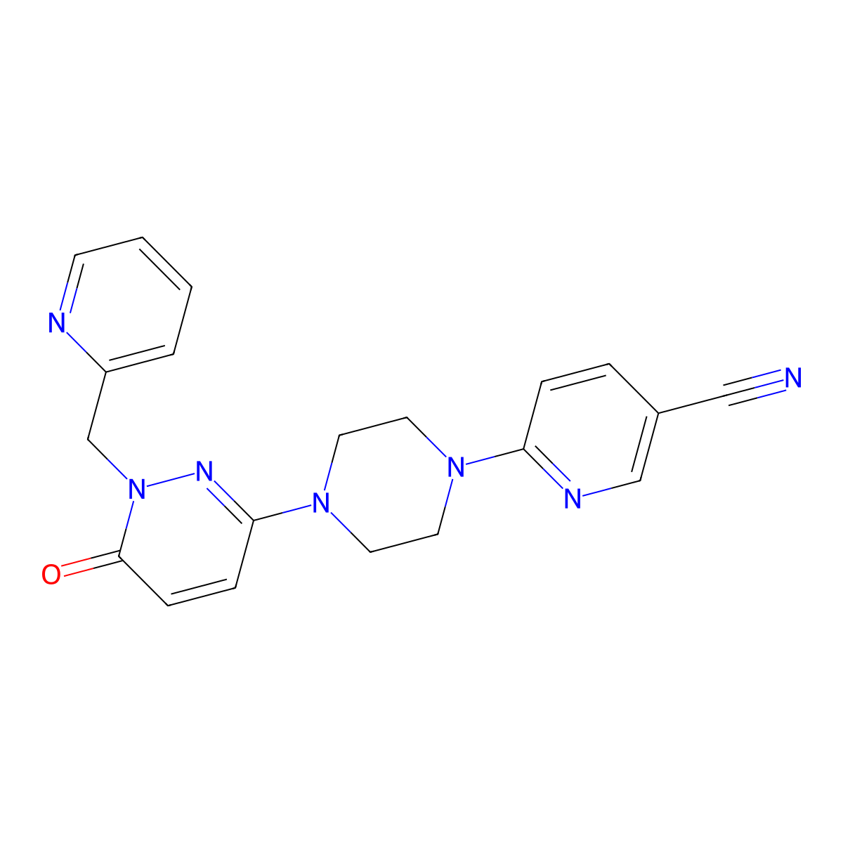 6-(4-{6-Oxo-1-[(pyridin-2-yl)methyl]-1,6-dihydropyridazin-3-yl}piperazin-1-yl)pyridine-3-carbonitrile molecular structure, CAS 2770592-94-2