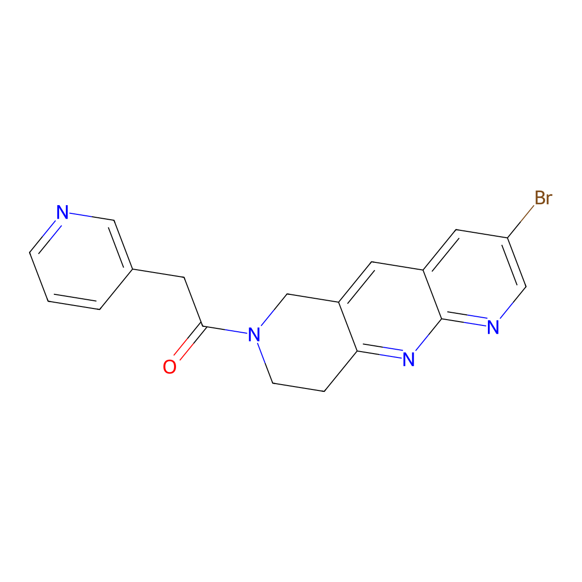 1-{3-bromo-6H,7H,8H,9H-pyrido[2,3-b]1,6-naphthyridin-7-yl}-2-(pyridin-3-yl)ethan-1-one molecular structure, CAS 2770592-97-5