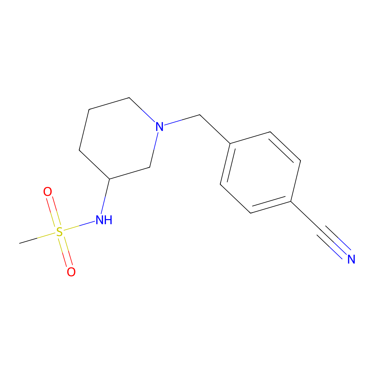 N-{1-[(4-cyanophenyl)methyl]piperidin-3-yl}methanesulfonamide molecular structure, CAS 2770593-00-3