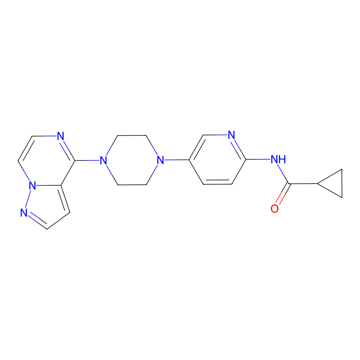 N-[5-(4-{pyrazolo[1,5-a]pyrazin-4-yl}piperazin-1-yl)pyridin-2-yl]cyclopropanecarboxamide molecular structure, CAS 2770593-01-4