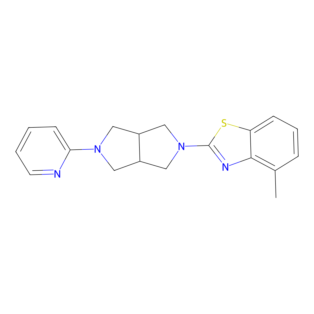 4-Methyl-2-[5-(pyridin-2-yl)-octahydropyrrolo[3,4-c]pyrrol-2-yl]-1,3-benzothiazole molecular structure, CAS 2770593-05-8