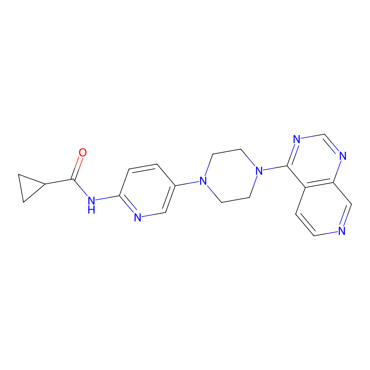 N-[5-(4-{pyrido[3,4-d]pyrimidin-4-yl}piperazin-1-yl)pyridin-2-yl]cyclopropanecarboxamide molecular structure, CAS 2770593-10-5