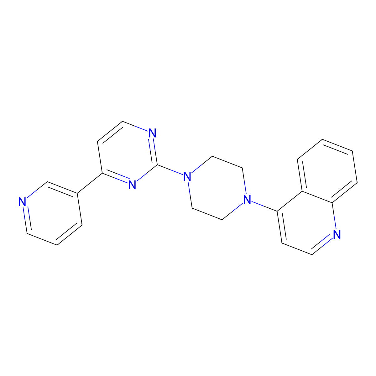 4-{4-[4-(Pyridin-3-yl)pyrimidin-2-yl]piperazin-1-yl}quinoline molecular structure, CAS 2770593-12-7
