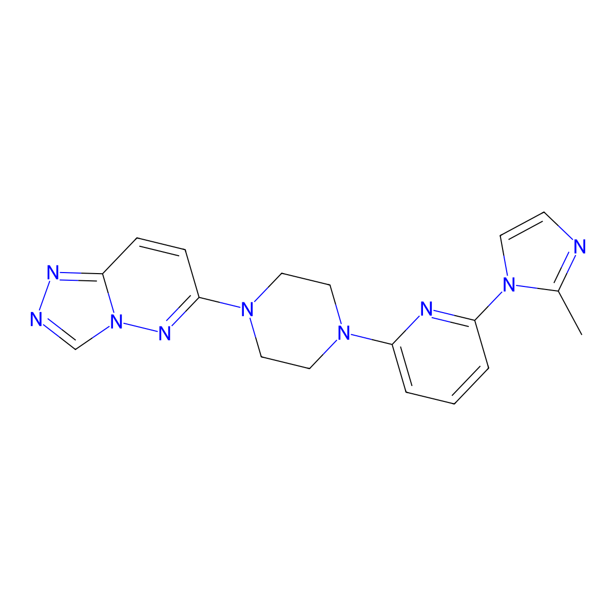 1-[6-(2-methyl-1H-imidazol-1-yl)pyridin-2-yl]-4-{[1,2,4]triazolo[4,3-b]pyridazin-6-yl}piperazine molecular structure, CAS 2770593-14-9