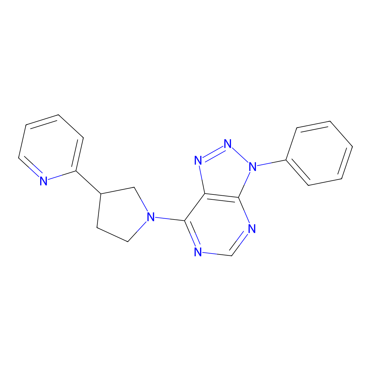 2-(1-{3-phenyl-3H-[1,2,3]triazolo[4,5-d]pyrimidin-7-yl}pyrrolidin-3-yl)pyridine molecular structure, CAS 2770593-16-1