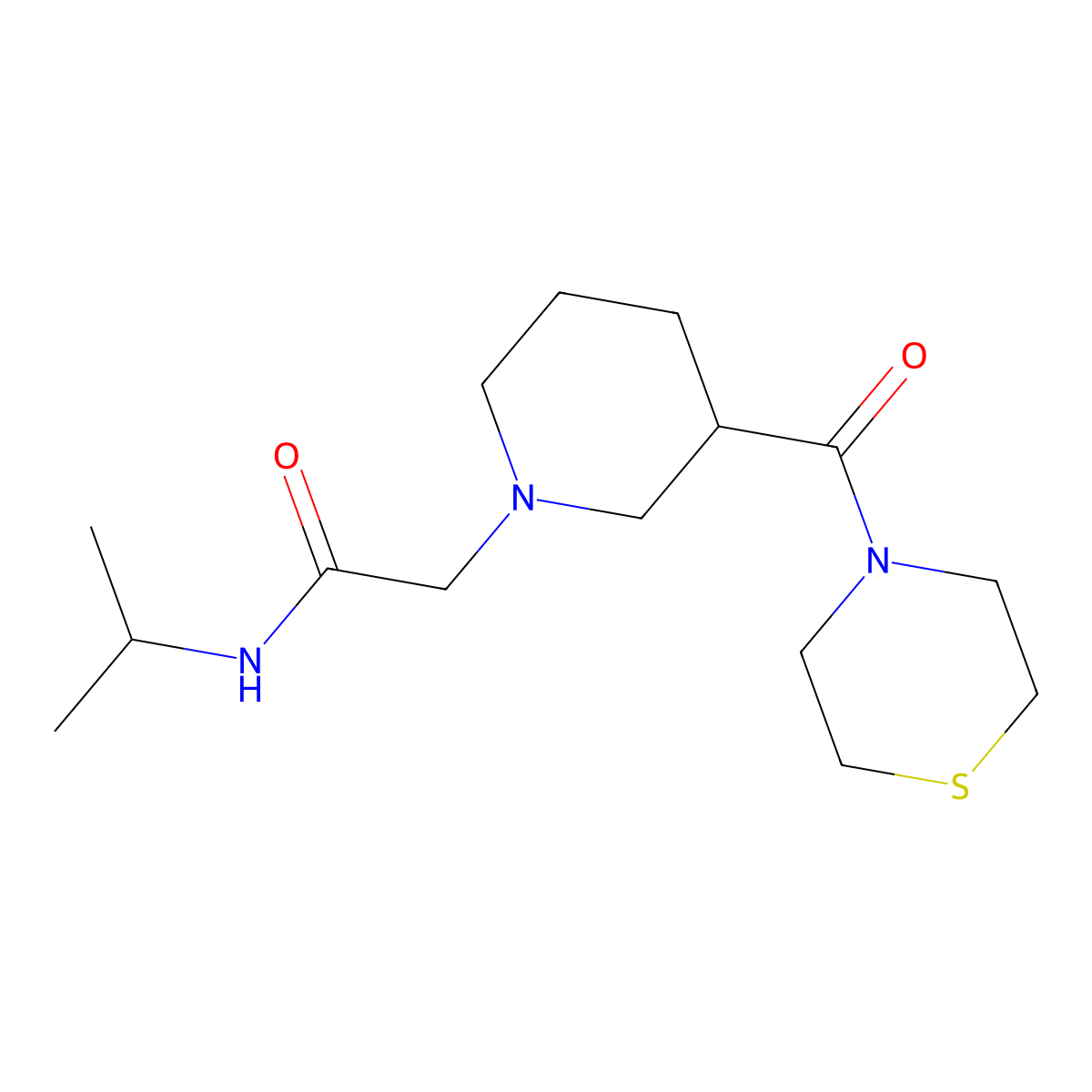 N-(propan-2-yl)-2-[3-(thiomorpholine-4-carbonyl)piperidin-1-yl]acetamide molecular structure, CAS 2770593-19-4