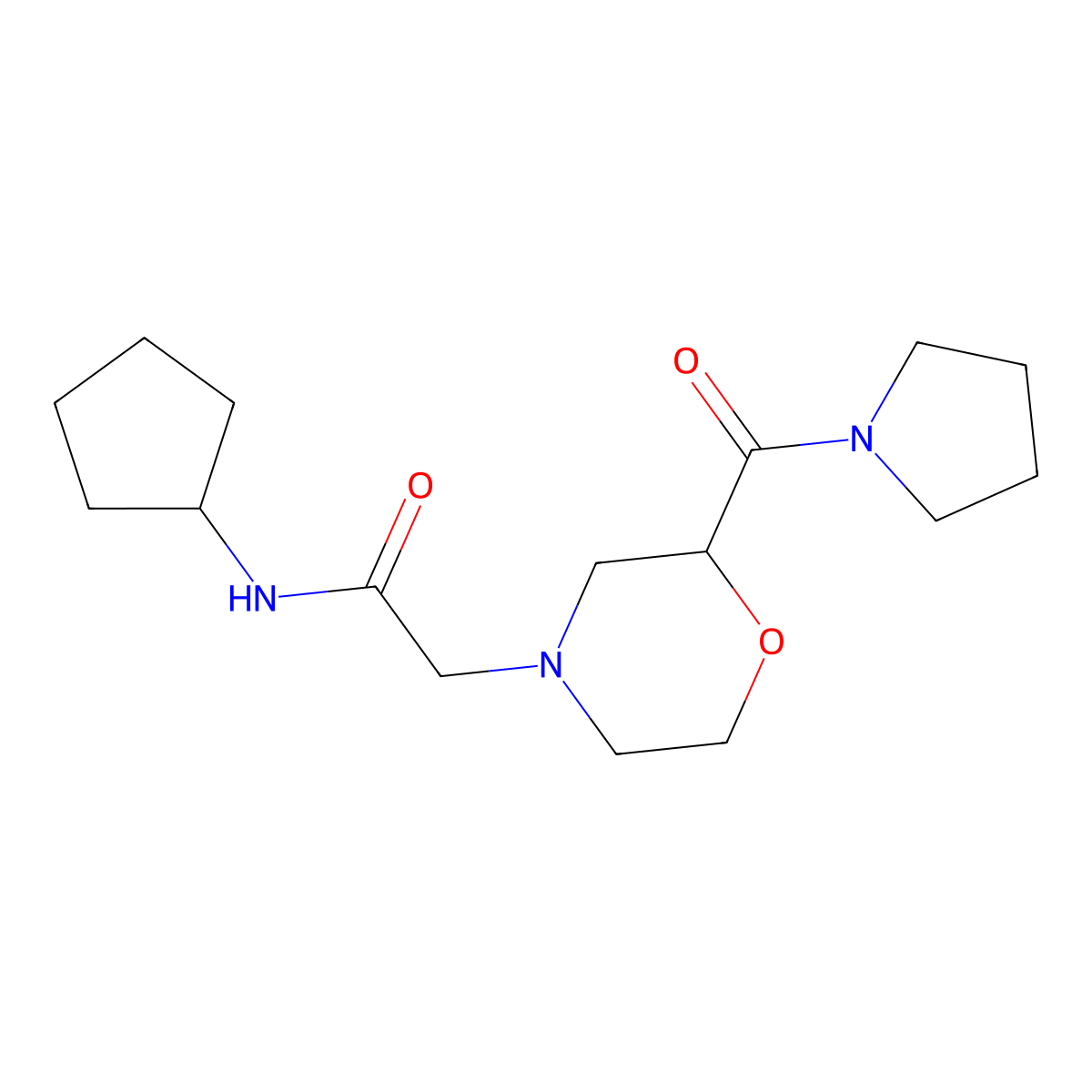 N-cyclopentyl-2-[2-(pyrrolidine-1-carbonyl)morpholin-4-yl]acetamide molecular structure, CAS 2770593-24-1