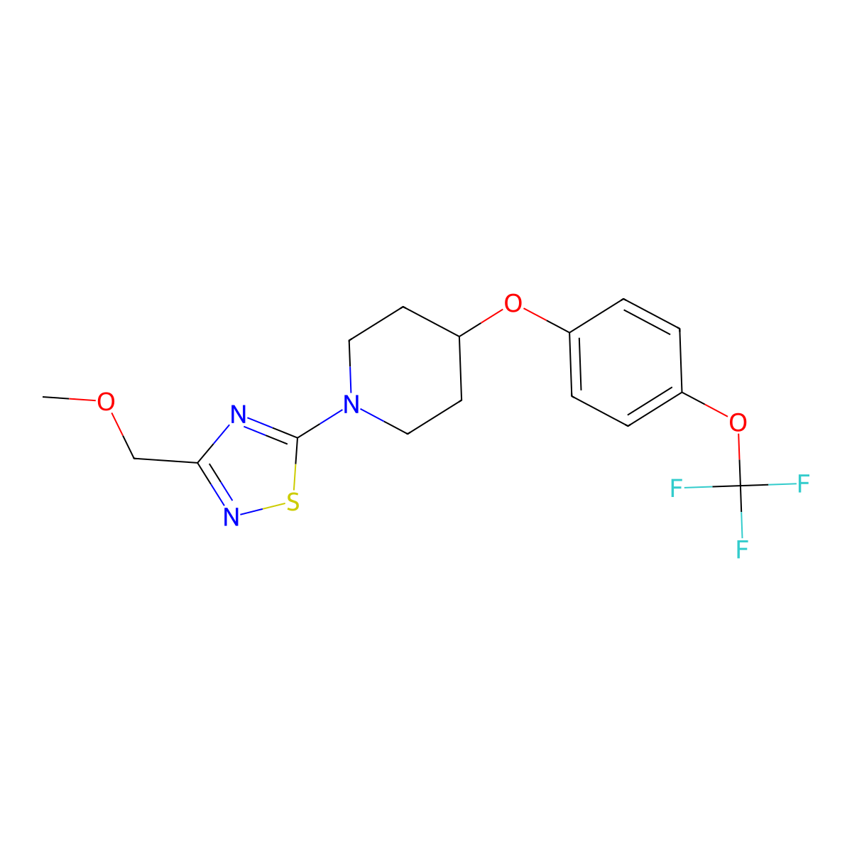 1-[3-(Methoxymethyl)-1,2,4-thiadiazol-5-yl]-4-[4-(trifluoromethoxy)phenoxy]piperidine molecular structure, CAS 2770593-28-5