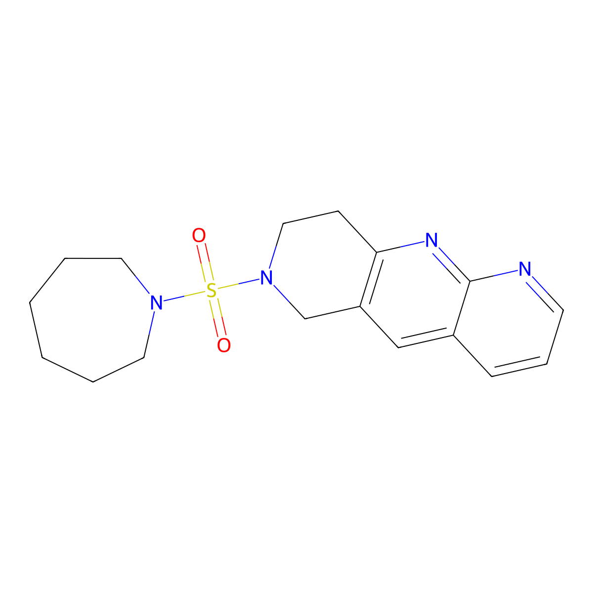 1-{6H,7H,8H,9H-pyrido[2,3-b]1,6-naphthyridine-7-sulfonyl}azepane molecular structure, CAS 2770593-35-4