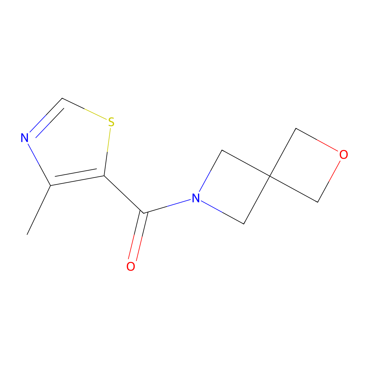 6-(4-Methyl-1,3-thiazole-5-carbonyl)-2-oxa-6-azaspiro[3.3]heptane molecular structure, CAS 2770593-38-7