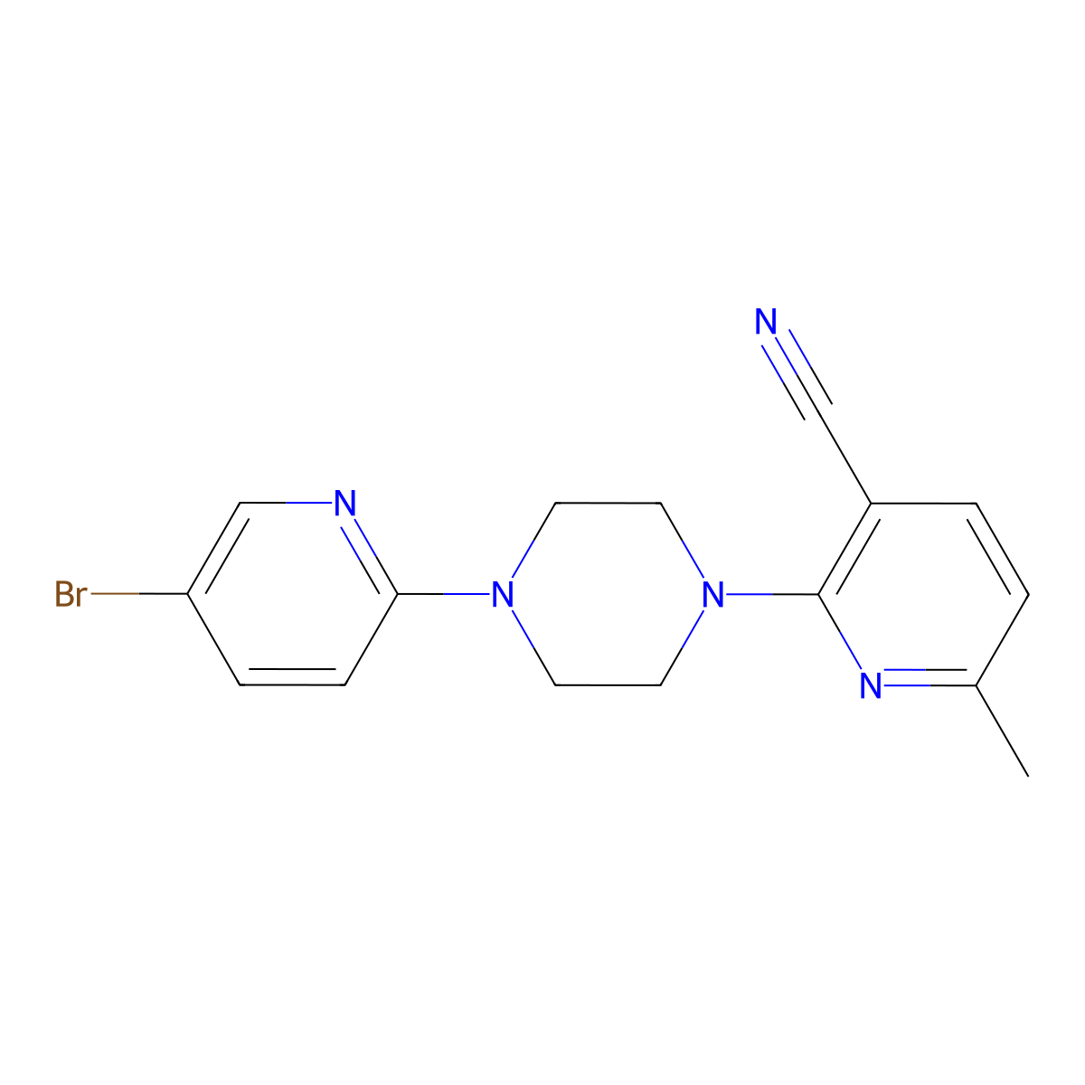 2-[4-(5-Bromopyridin-2-yl)piperazin-1-yl]-6-methylpyridine-3-carbonitrile molecular structure, CAS 2770593-39-8