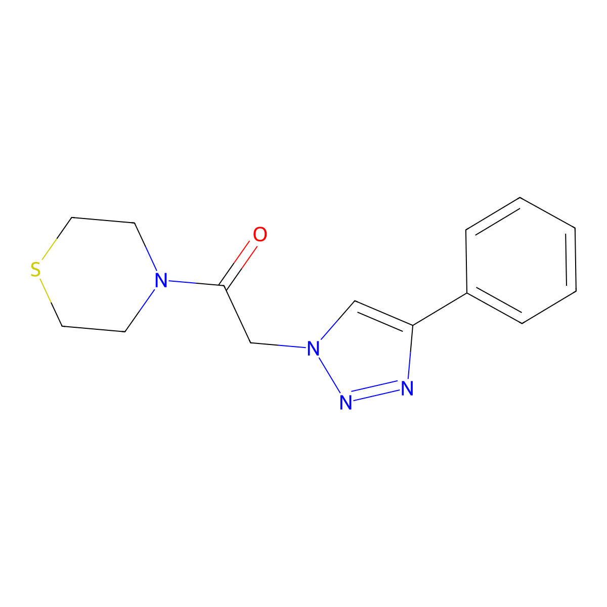 2-(4-phenyl-1H-1,2,3-triazol-1-yl)-1-(thiomorpholin-4-yl)ethan-1-one molecular structure, CAS 2770593-41-2