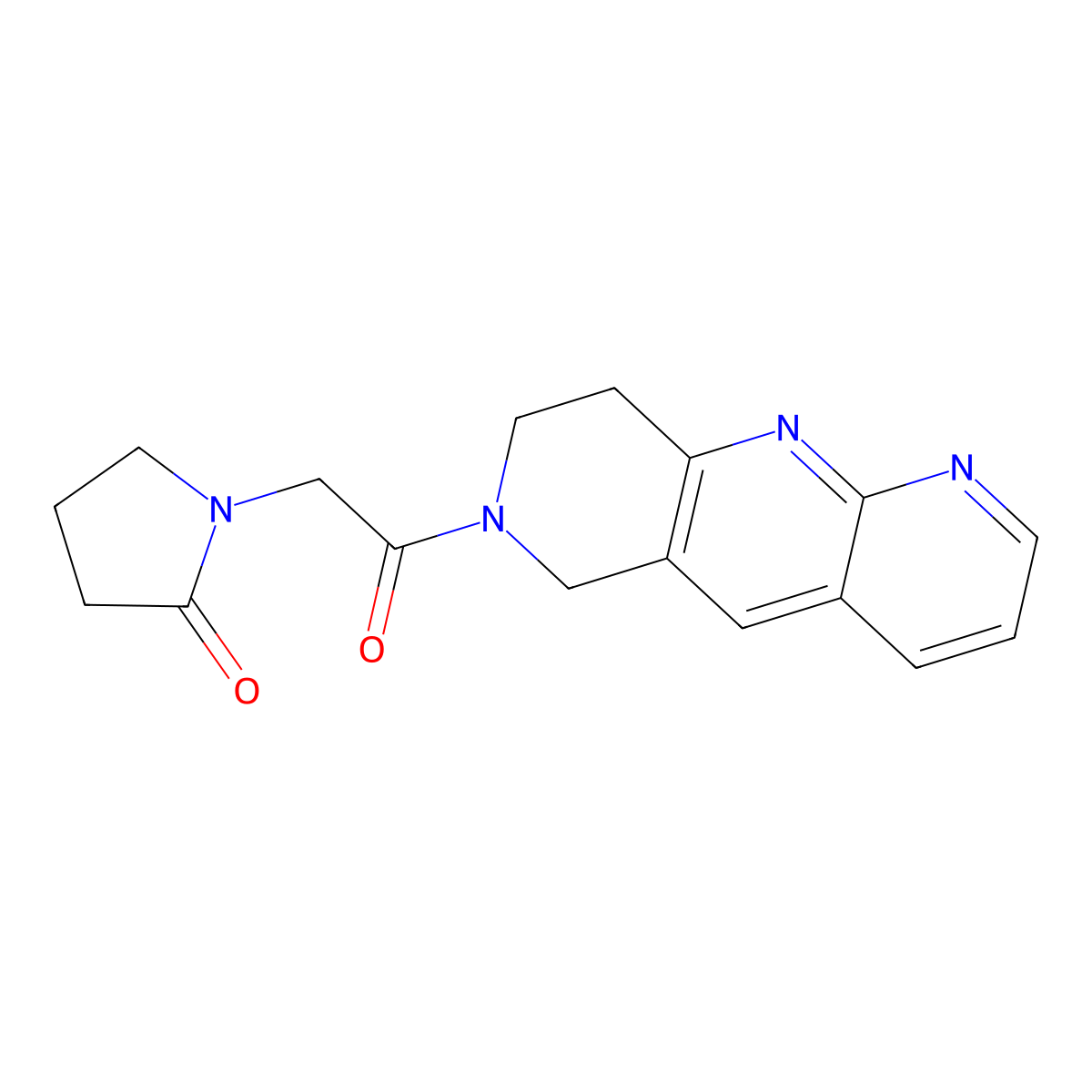 1-(2-oxo-2-{6H,7H,8H,9H-pyrido[2,3-b]1,6-naphthyridin-7-yl}ethyl)pyrrolidin-2-one molecular structure, CAS 2770593-45-6